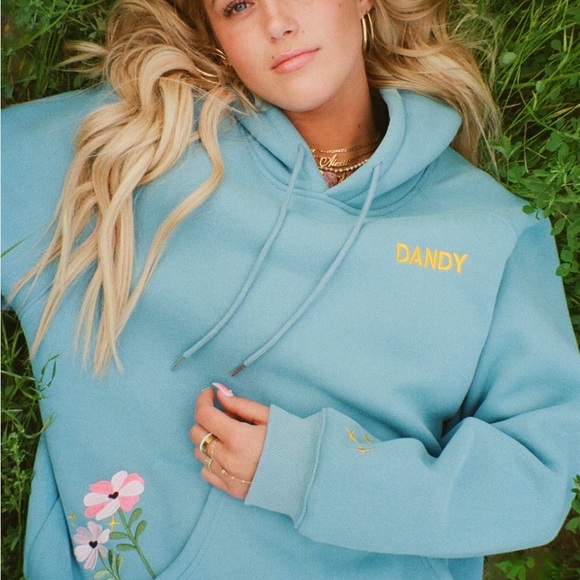 Dandy Floral Embroidered Blue Hoodie - Picture 2 of 5